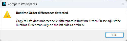 Runtime Order differences detected dialog